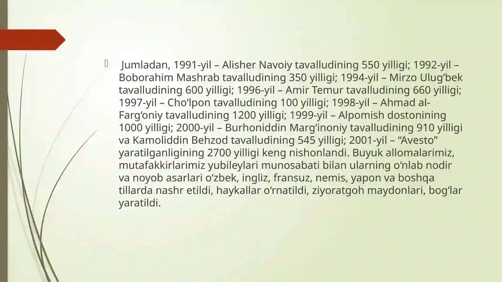 O’zbekistonda mustaqillik yillarida  buyuk allomalarning ilmiy ma’naviy merosiga e’tibor 4