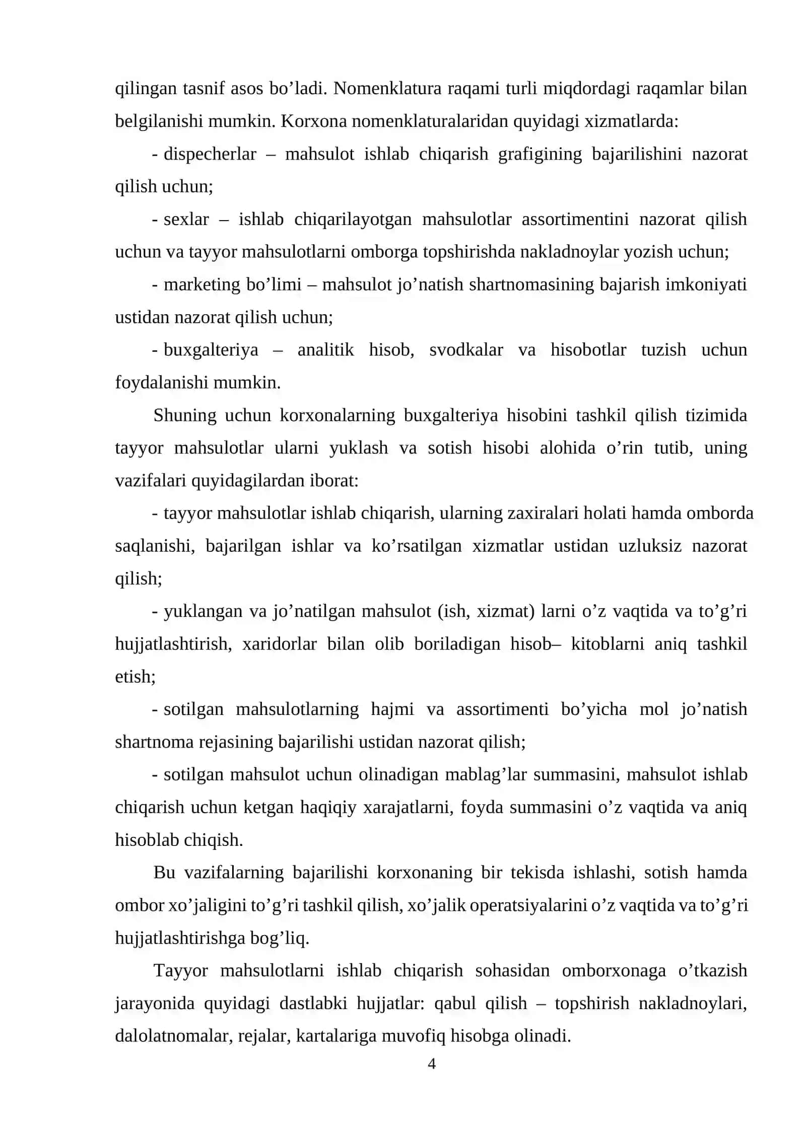Tayyor mahsulot haqida tushuncha, uni omborga qabul qilish tartibi, baholash va buxgalteriyadagi sintetik hisobi 4