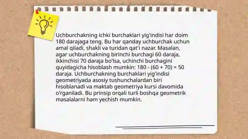 Ekkta tomoni va ular orasidagi burchagi buyicha uchburchak yasash 4