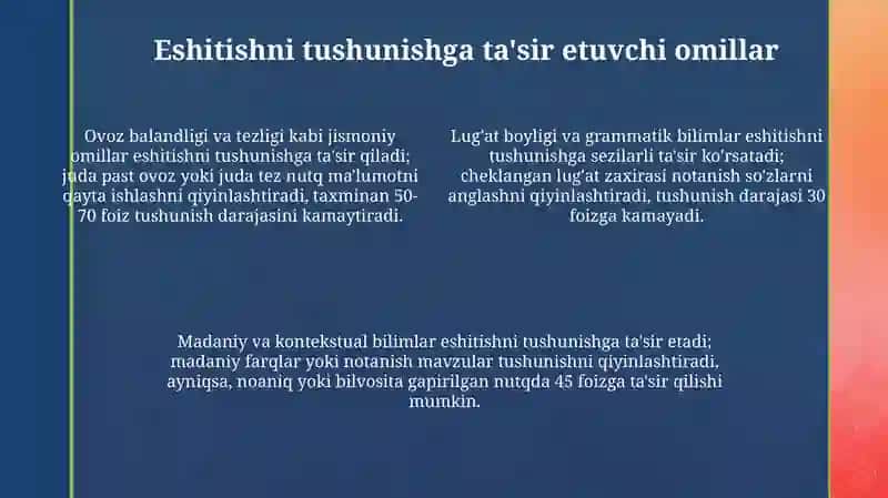 Eshitishni tushunish bosqichlari 4