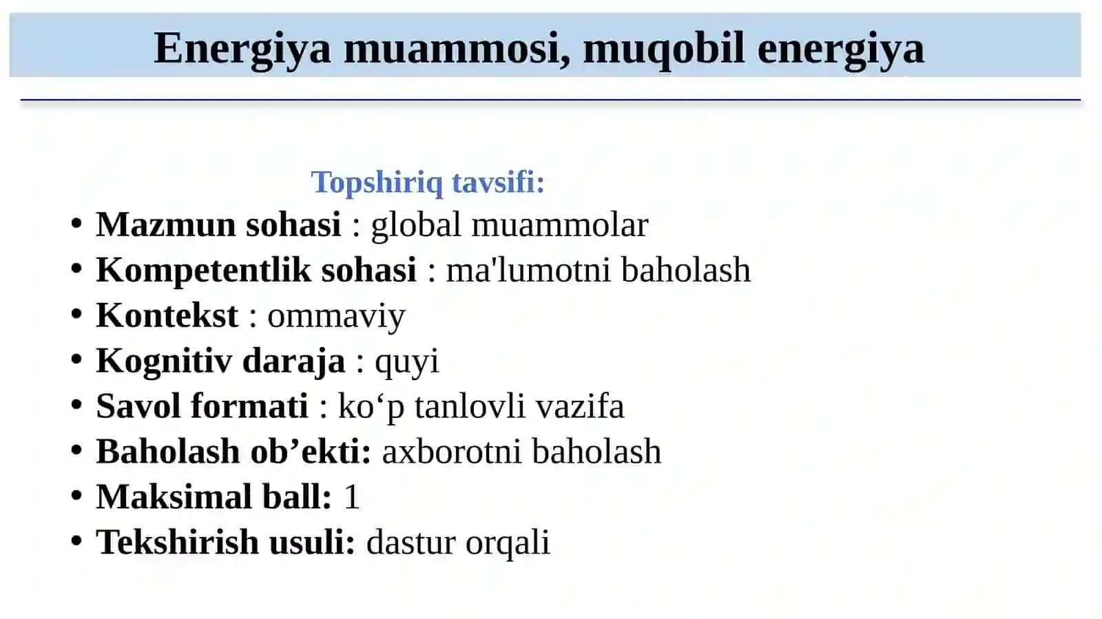 Energiya muammosi, muqobil energiya 4