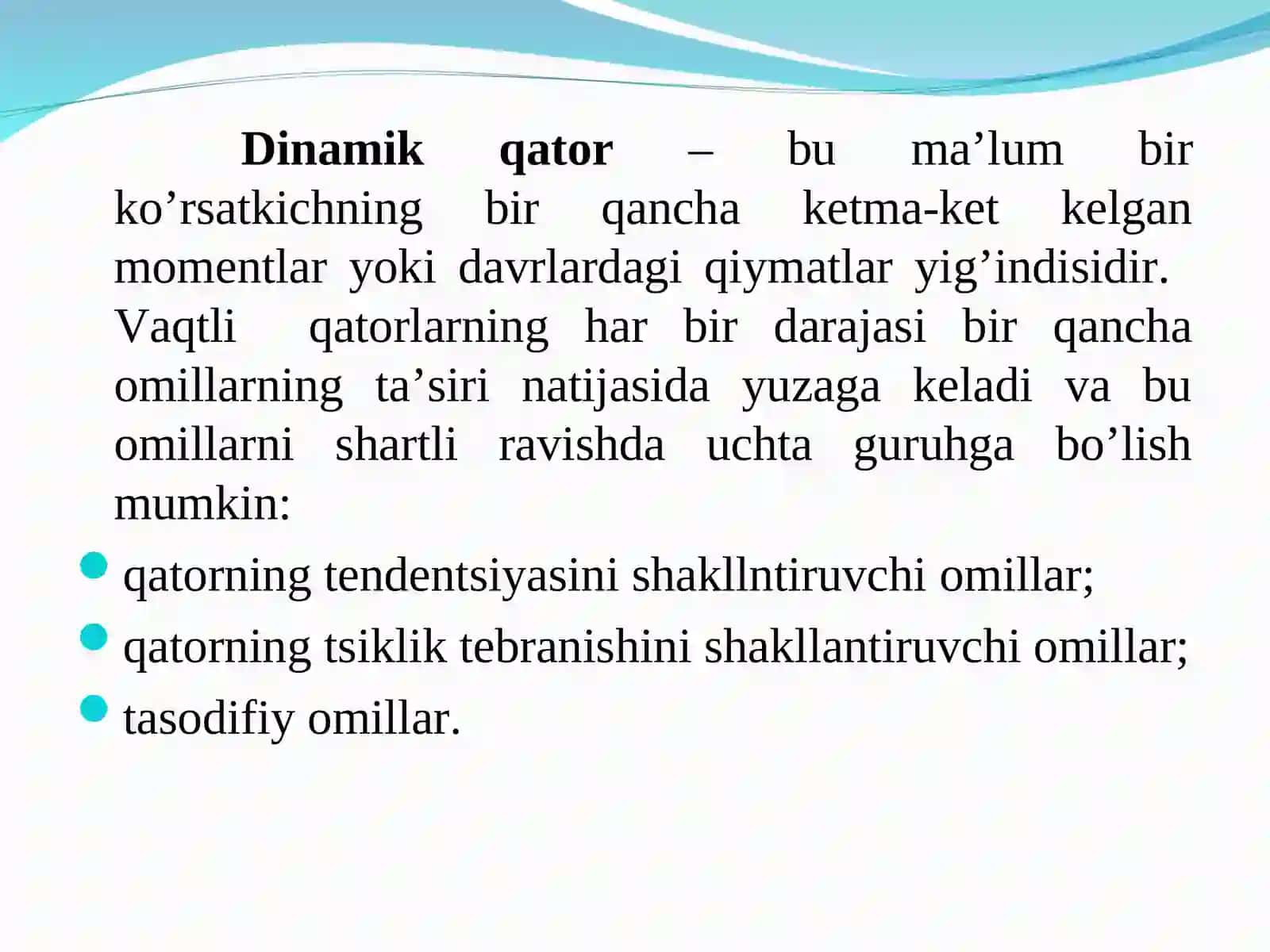 Dinamik qatorlarda ekonometrik modellashtirish 4
