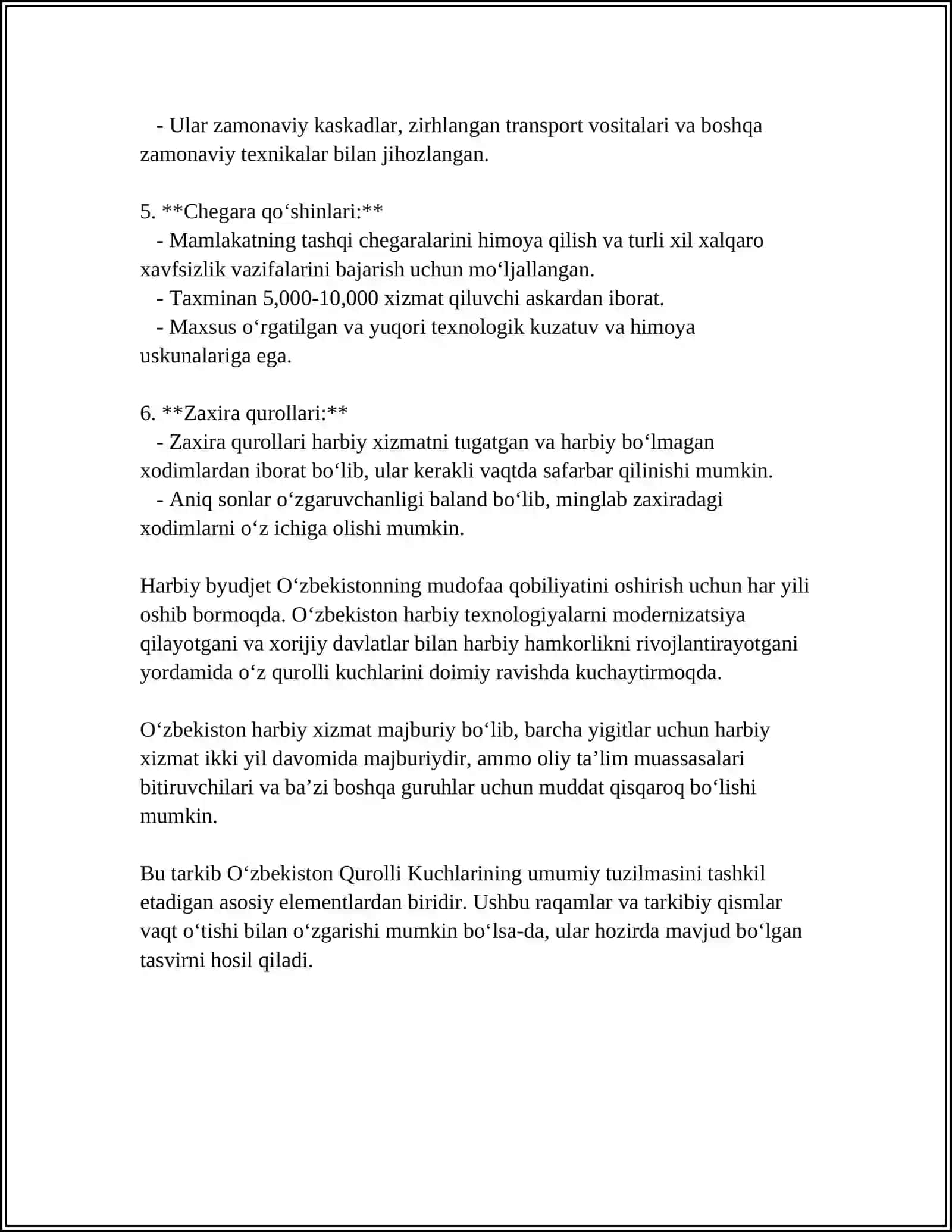 O‘zbekiston Qurolli Kuchlarining tarkibi 4