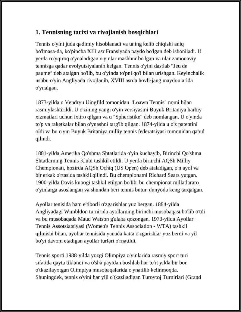 TENNIS VA TENNISNING RIVOJLANISH BOSQICHLARI 4
