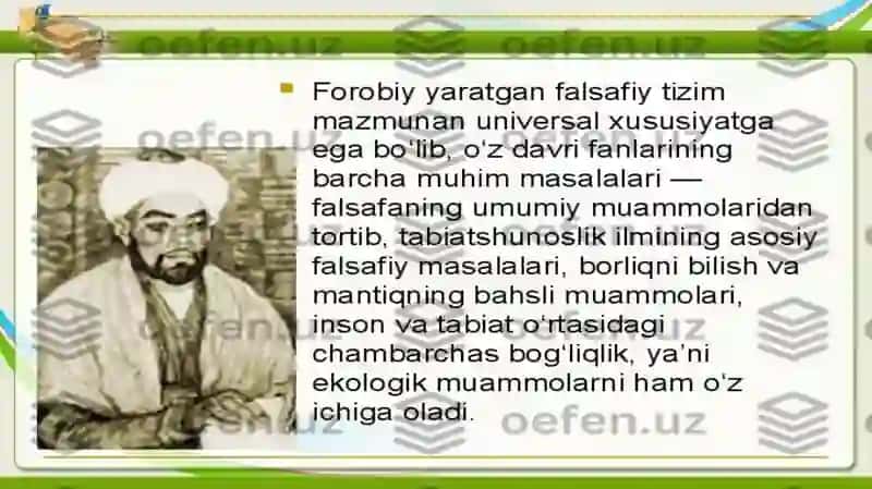 Farobiyning "Fozil odamlar shahri" Asari talimiy va axloqiy Ahamiyati 4