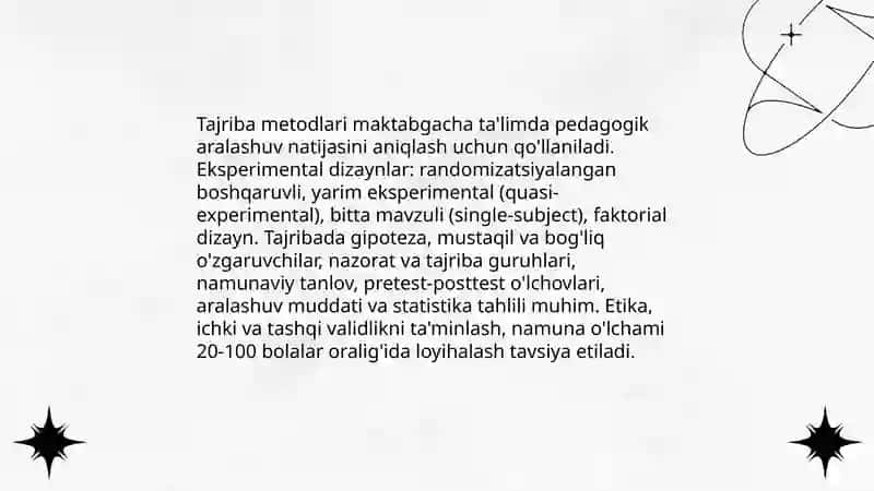 Maktabgacha pedagogika fanining tadqiqot metodlari 4