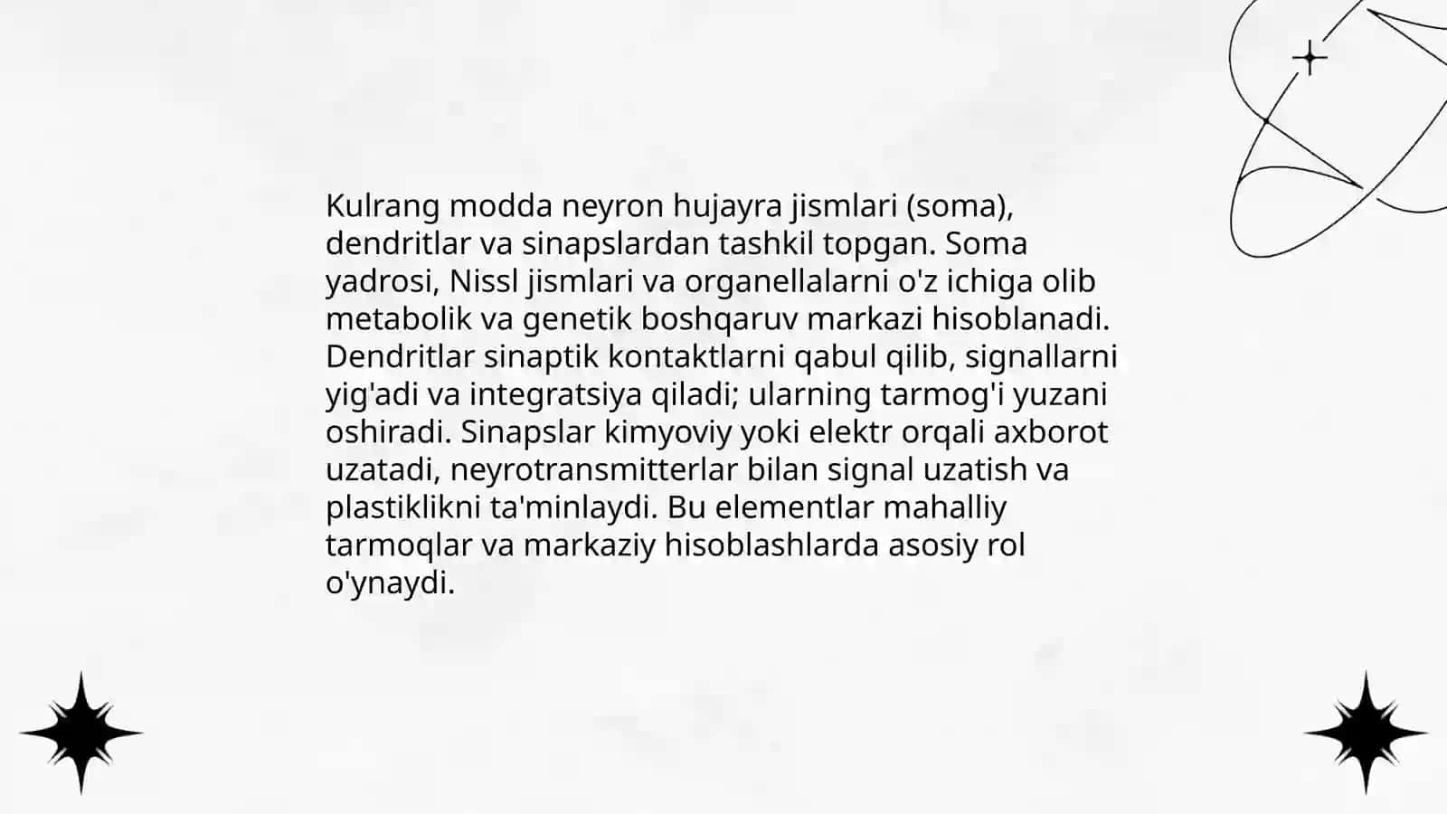 Nerv tizimi oq va kulrang maddalarning tuzilishi va vazifalari 4