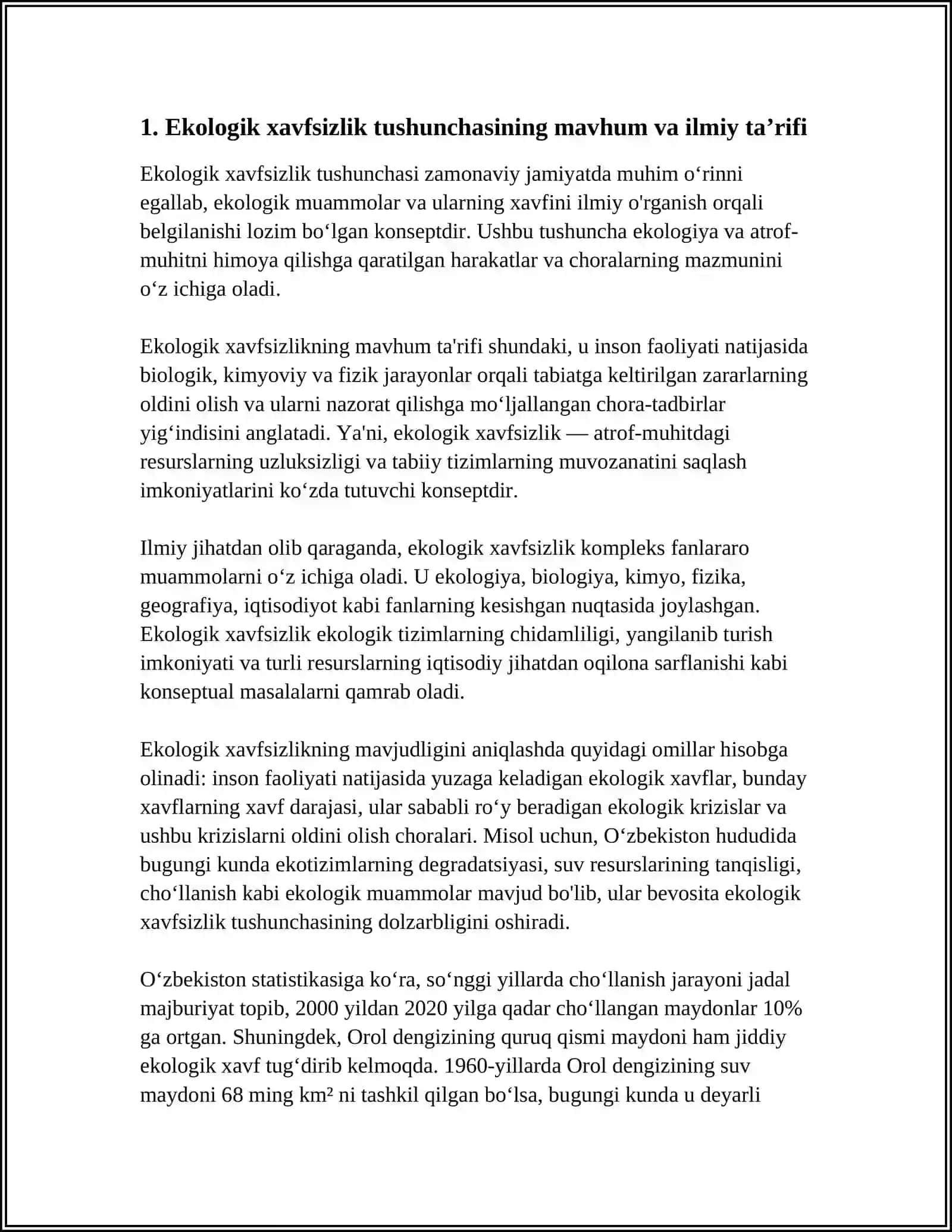 EKOLOGIK XAVFSIZLIK TUSHUNCHASI VA UNING MILLIY AHAMIYATI 4