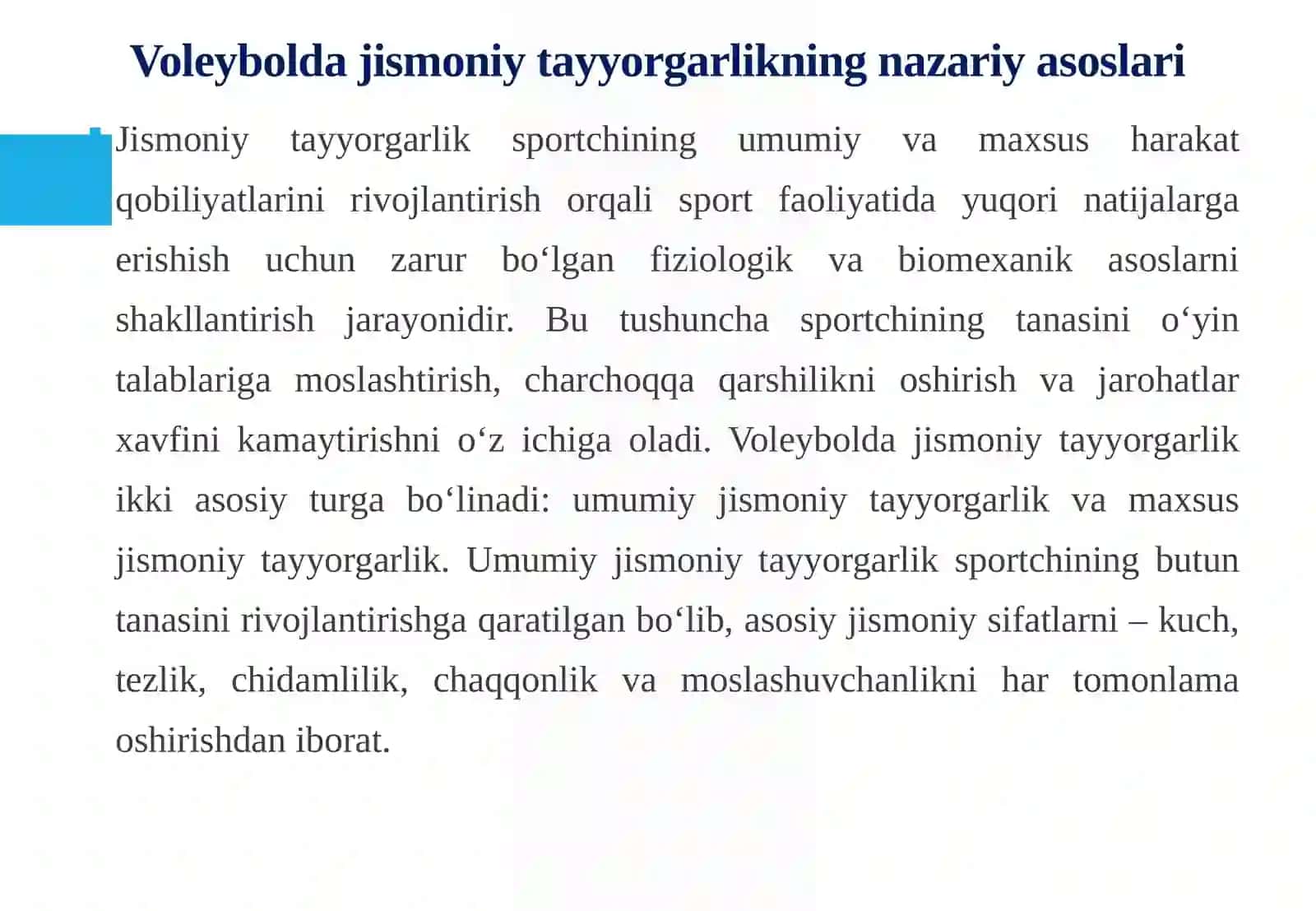 Voleybolchilarning jismoniy tayyorgarlik mahorati 4