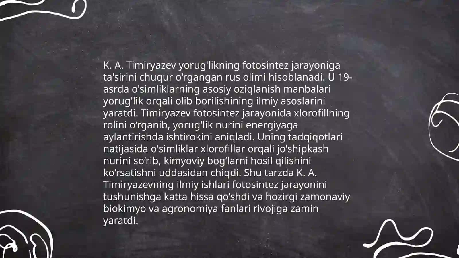 Fotosintez asoslari va K.A Timiryazevning hissa 4