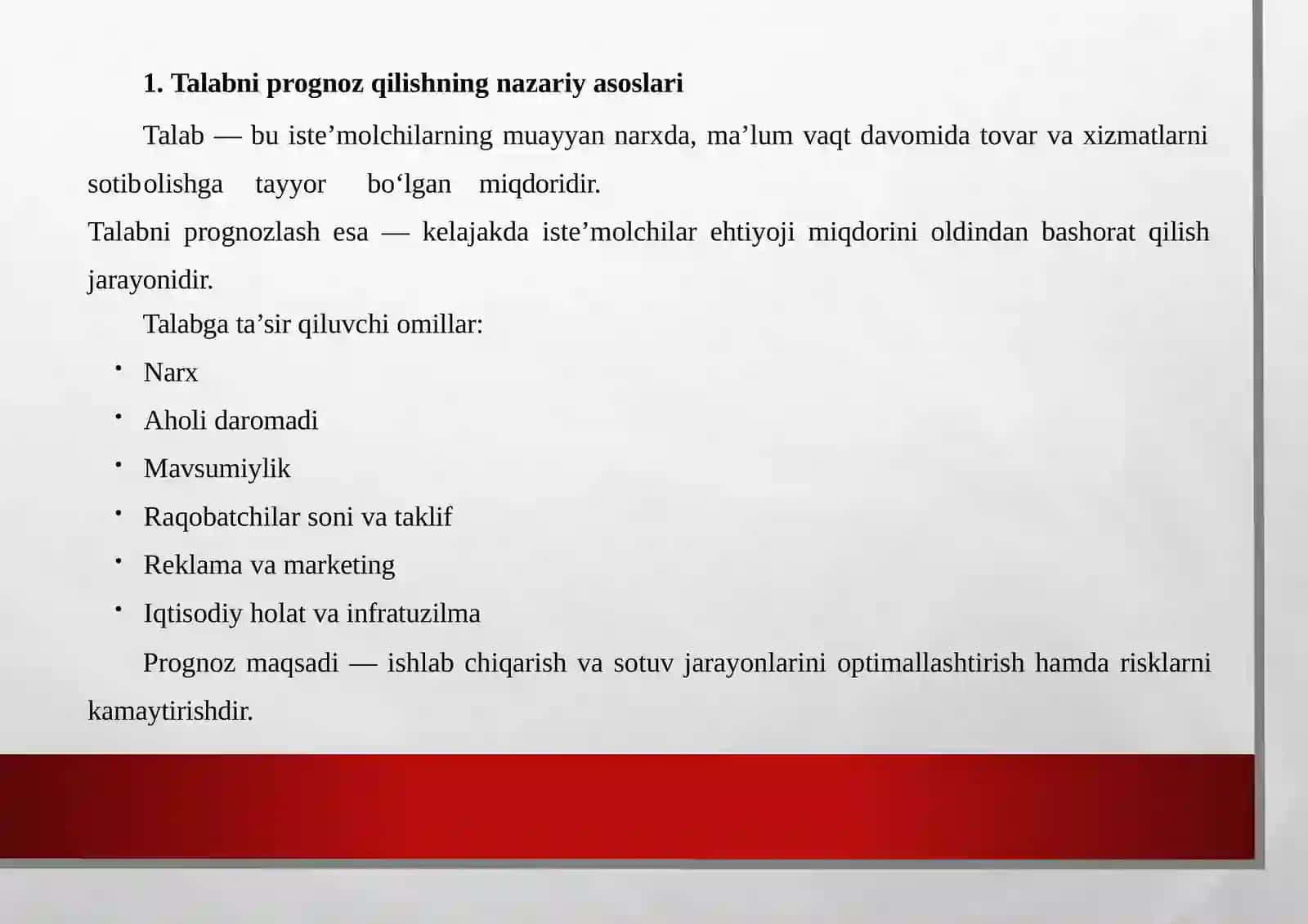 Mahalliy bozoridagi talabni prognorz qilish 4
