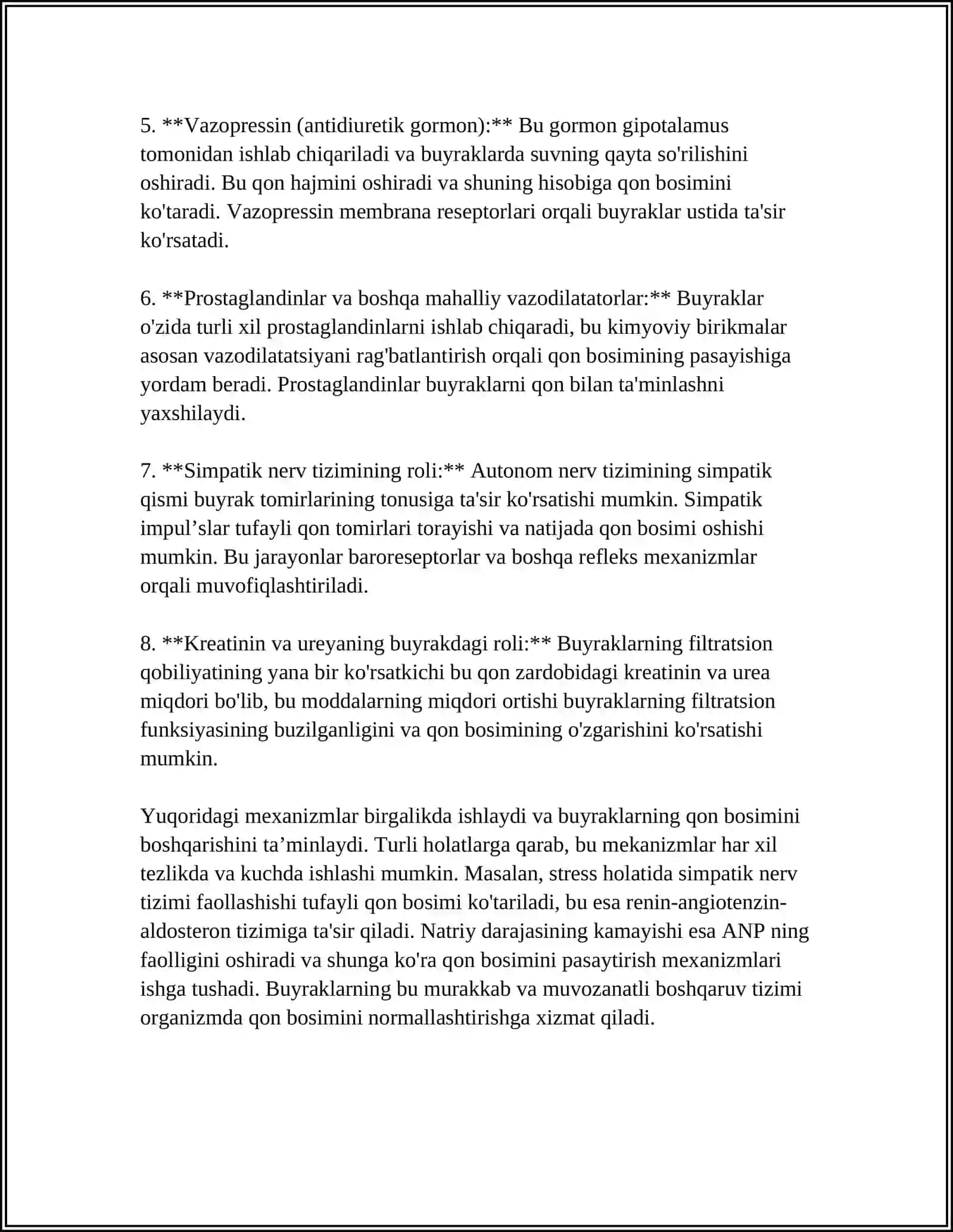 ARTERIAL BOSIMNING BOSHQARILUVIDA BUYRAKLARNING ROLI 4