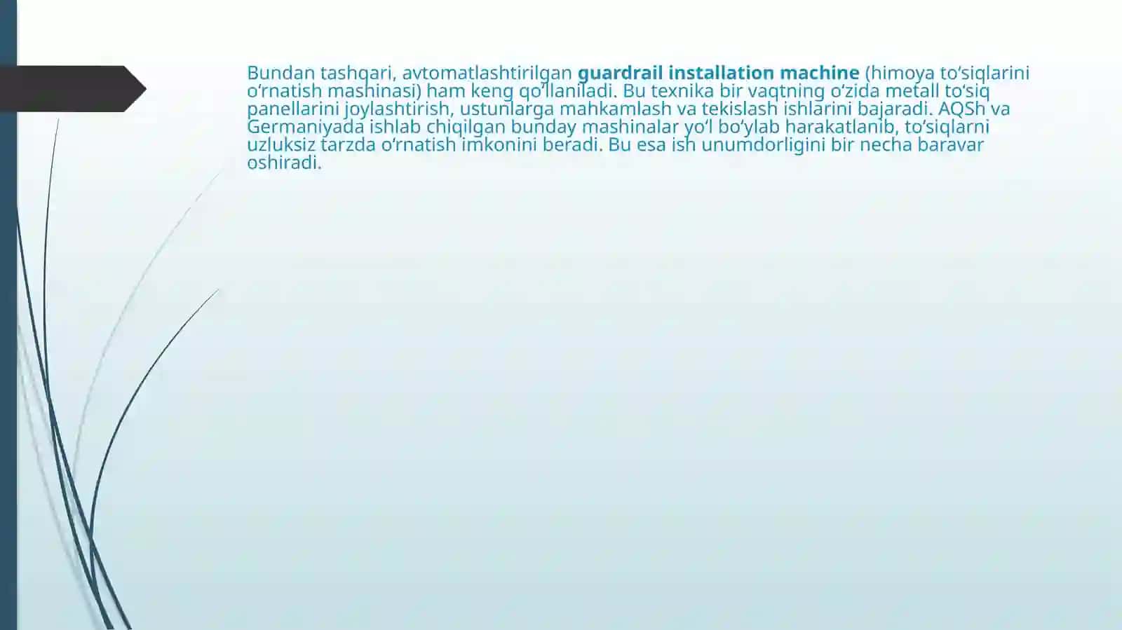 To‘siqlarni va yo‘l belgilarini o‘rnatishda qo‘llaniladigan yo‘l qurilish mashina va mexanizmlari (xorijiy texnologiyalar misolida) 4