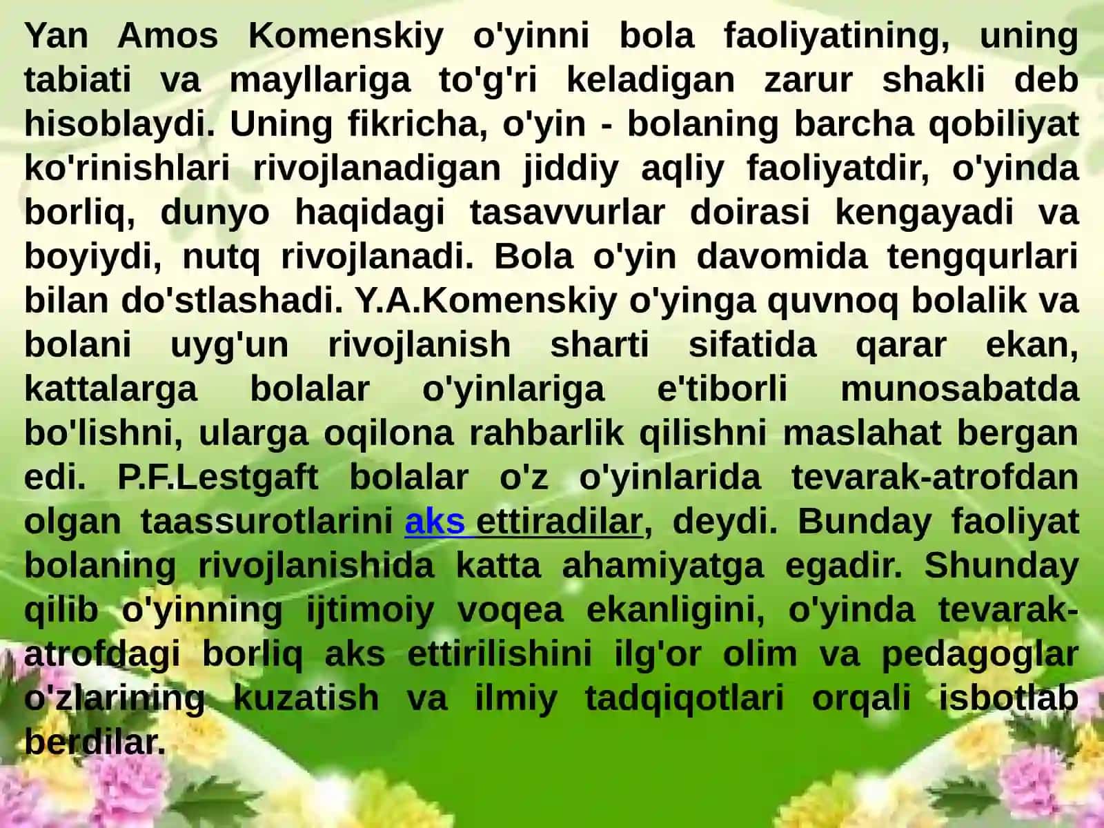 Maktabgacha yoshdagi bolaning rivojlanishida o‘yinning roli va maktabgacha ta’lim tashkilotining ta’lim-tarbiya jarayonida uning ahamiyati 4