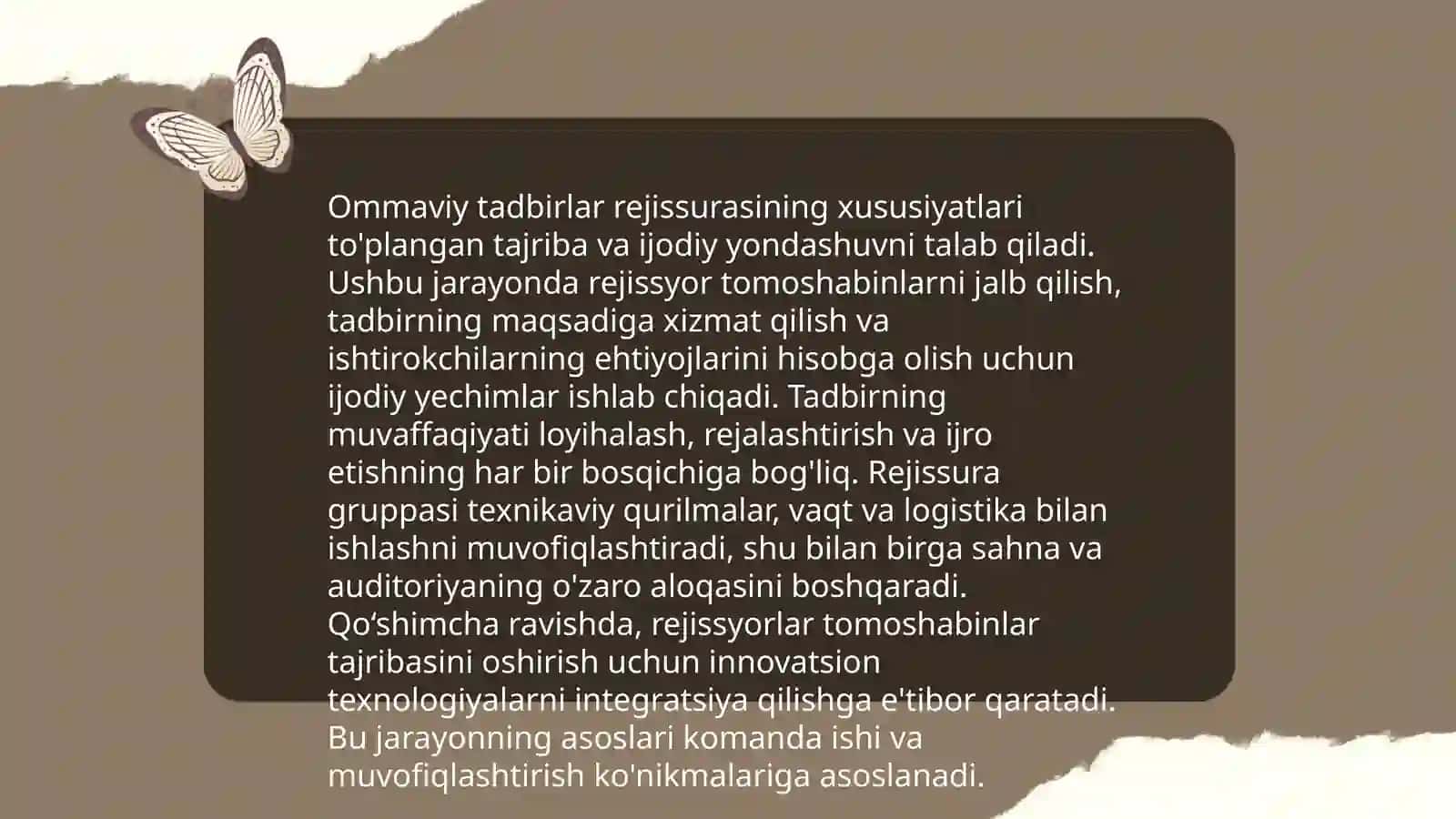 Ssenaraiynavislikda va ommaviy tadbirlarni tashkil etishda rejissyorlik aktyorlik va ssenariy yozish mahorati 4
