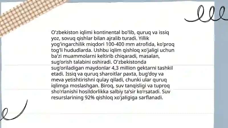 O'zbekistonda qishloq xo'jalikni o'rni 4