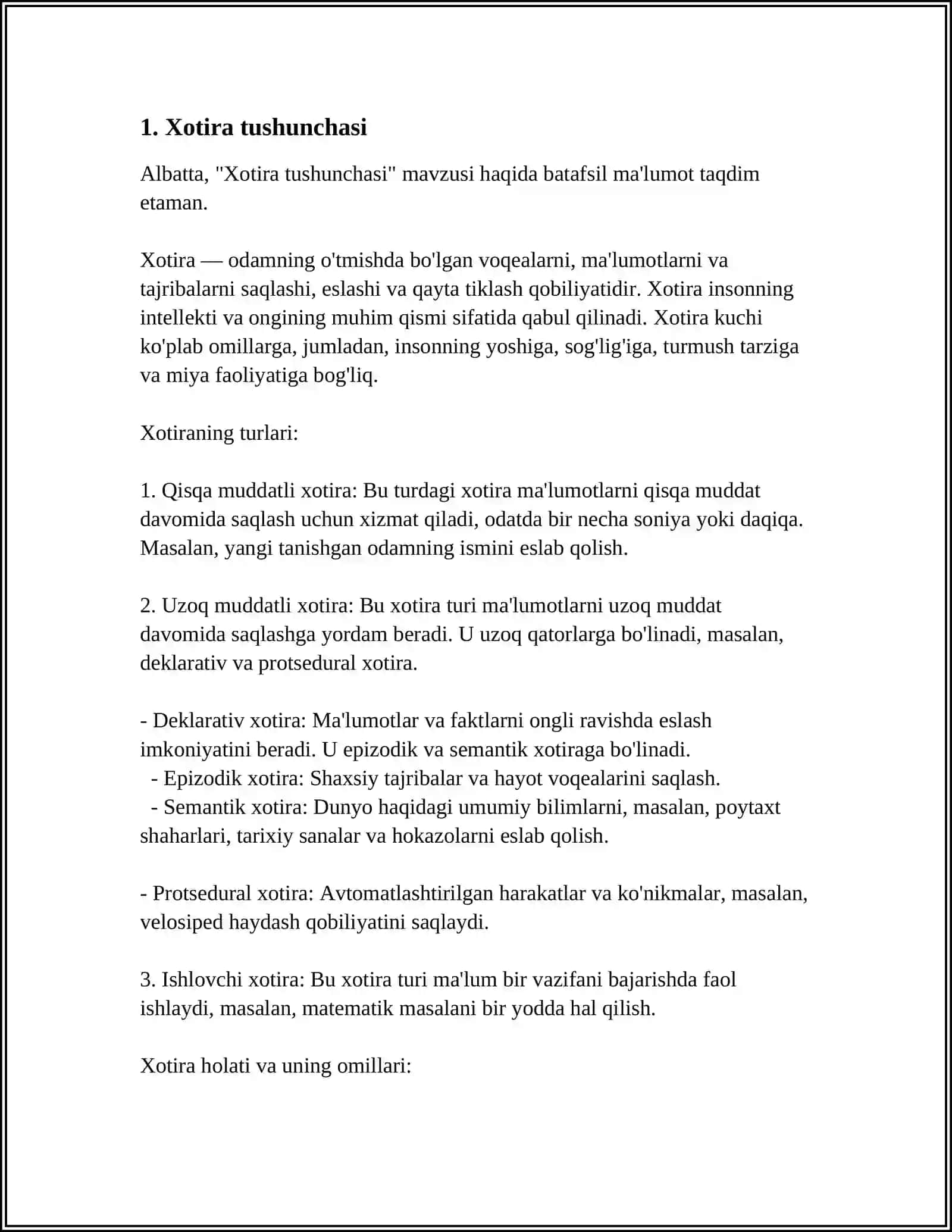 XOTIRA HAQIDA TUSHUNCHA VA UNING NERV-FIZIOLOGIK ASOSI 4