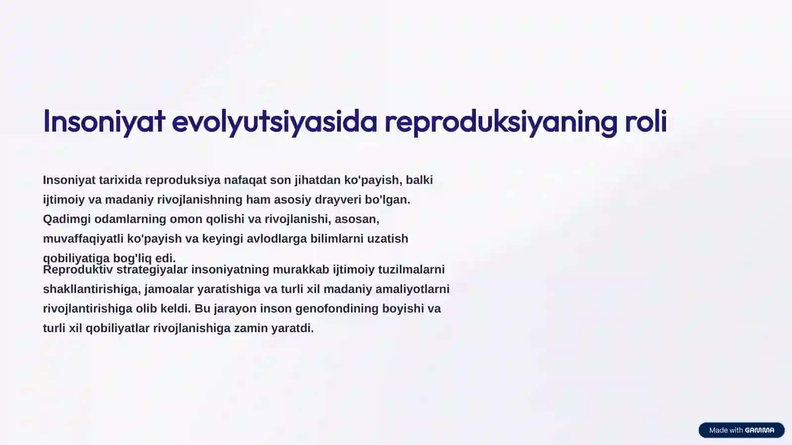 Reproduksiyaning ahamiyati va uning hayotdagi o'rni 4