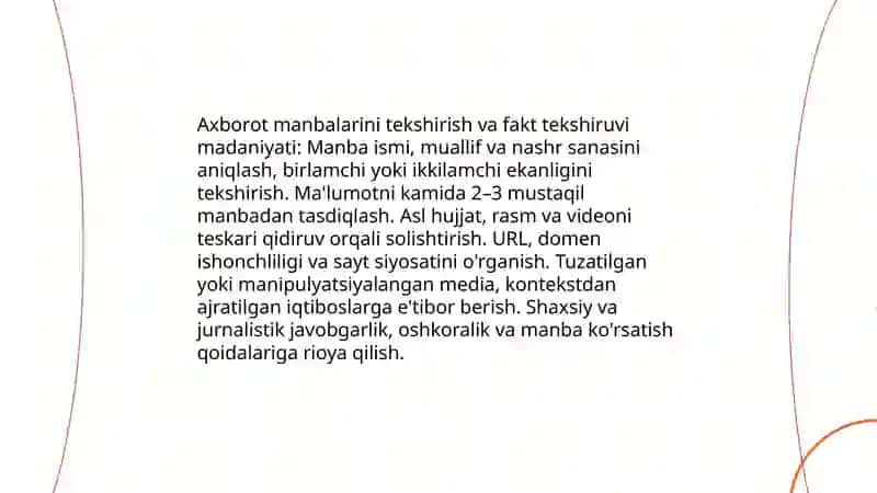 Media maydonda axborot tarqatish madaniyati 4