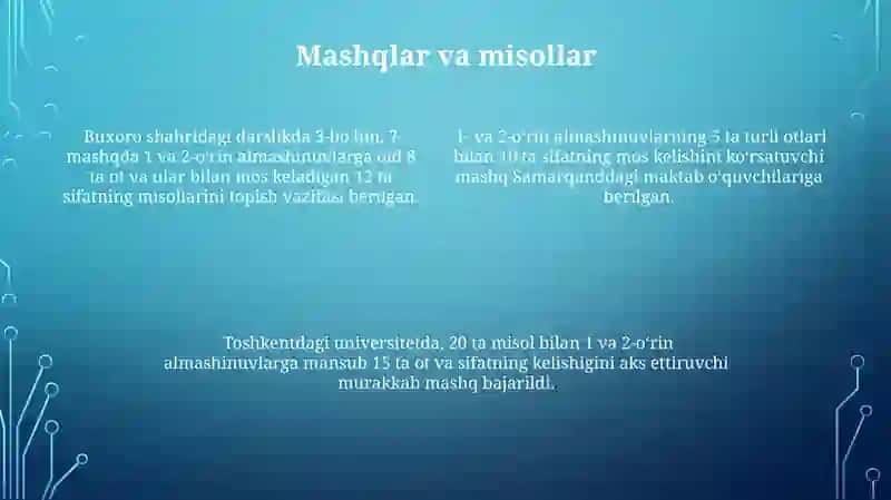 Turlanishdagi sifatlarning otlar bilan mos kelayotgani 4