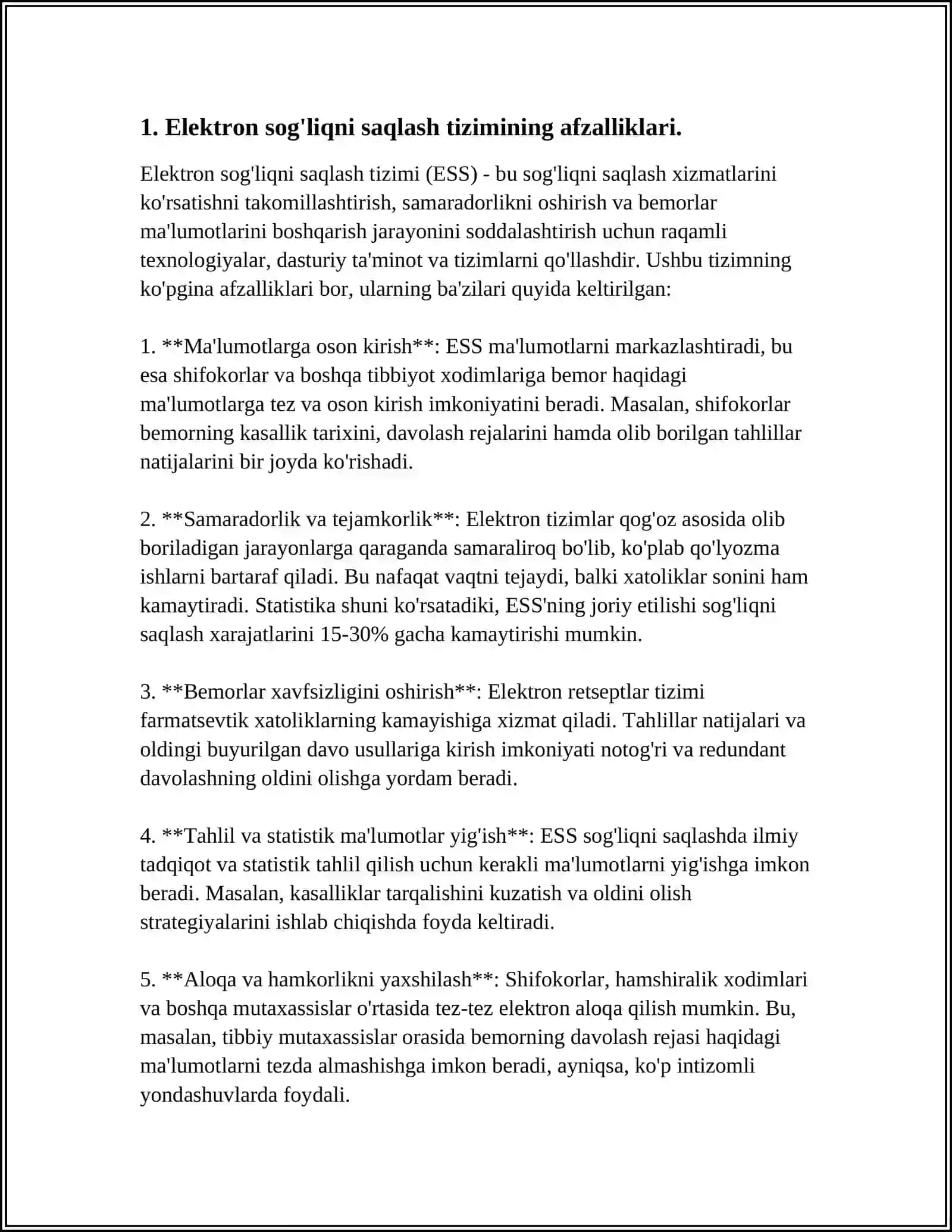 "ELEKTRON SOG'LIQNI SAQLASH" KOMPLEKS AXBOROT TIZIMI (TUG'ILISH VA O'LIMNI (SHU JUMLADAN PERINATAL O' LIM) ELEKTRON ROYXATGA OLISH) 4