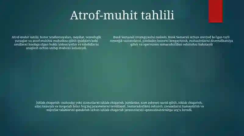 Bank Samarali Strategiyasini Tanlash Va Ishlab Chiqarish 4
