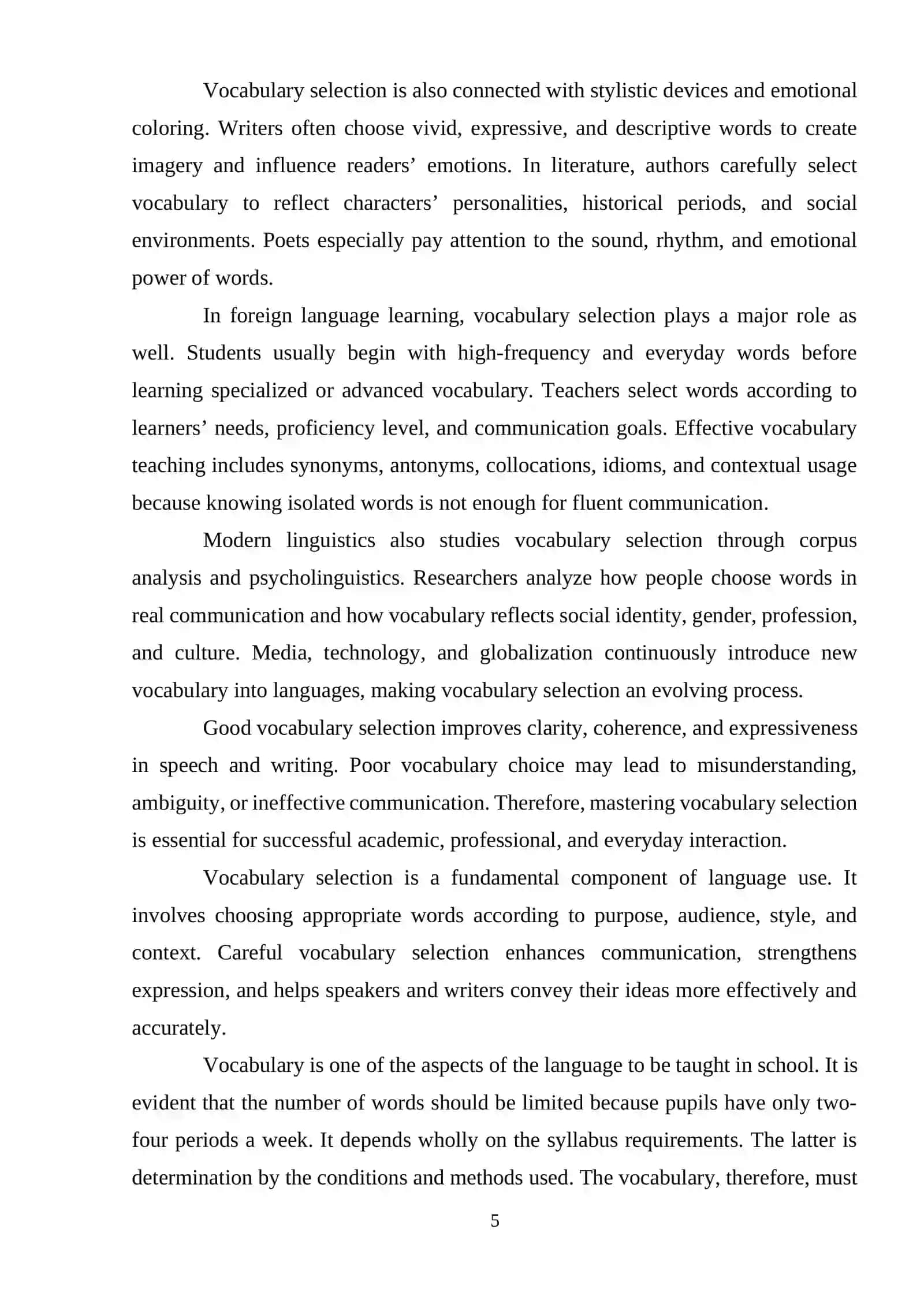 Vocabulary Selection 4