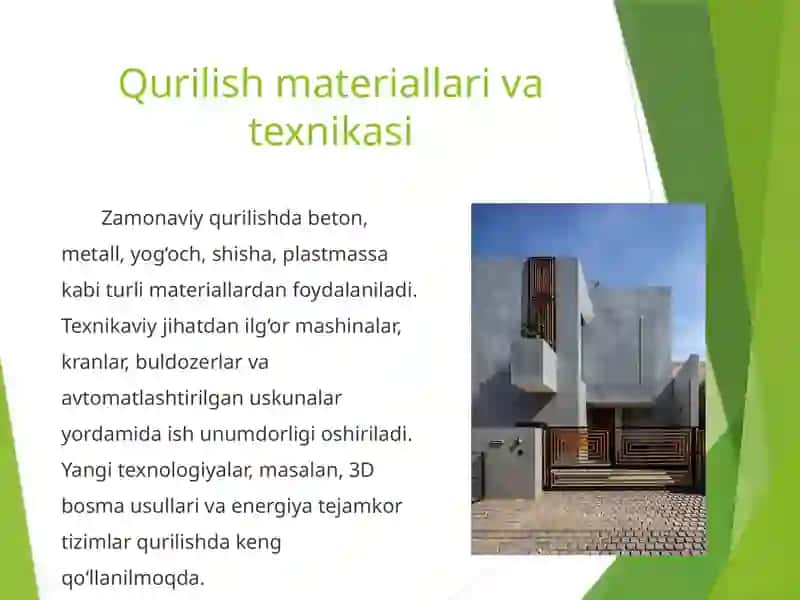 Qurilishning xususiyatlari va milliy iqtisodiyotni rivojlantirishdagi roli 4
