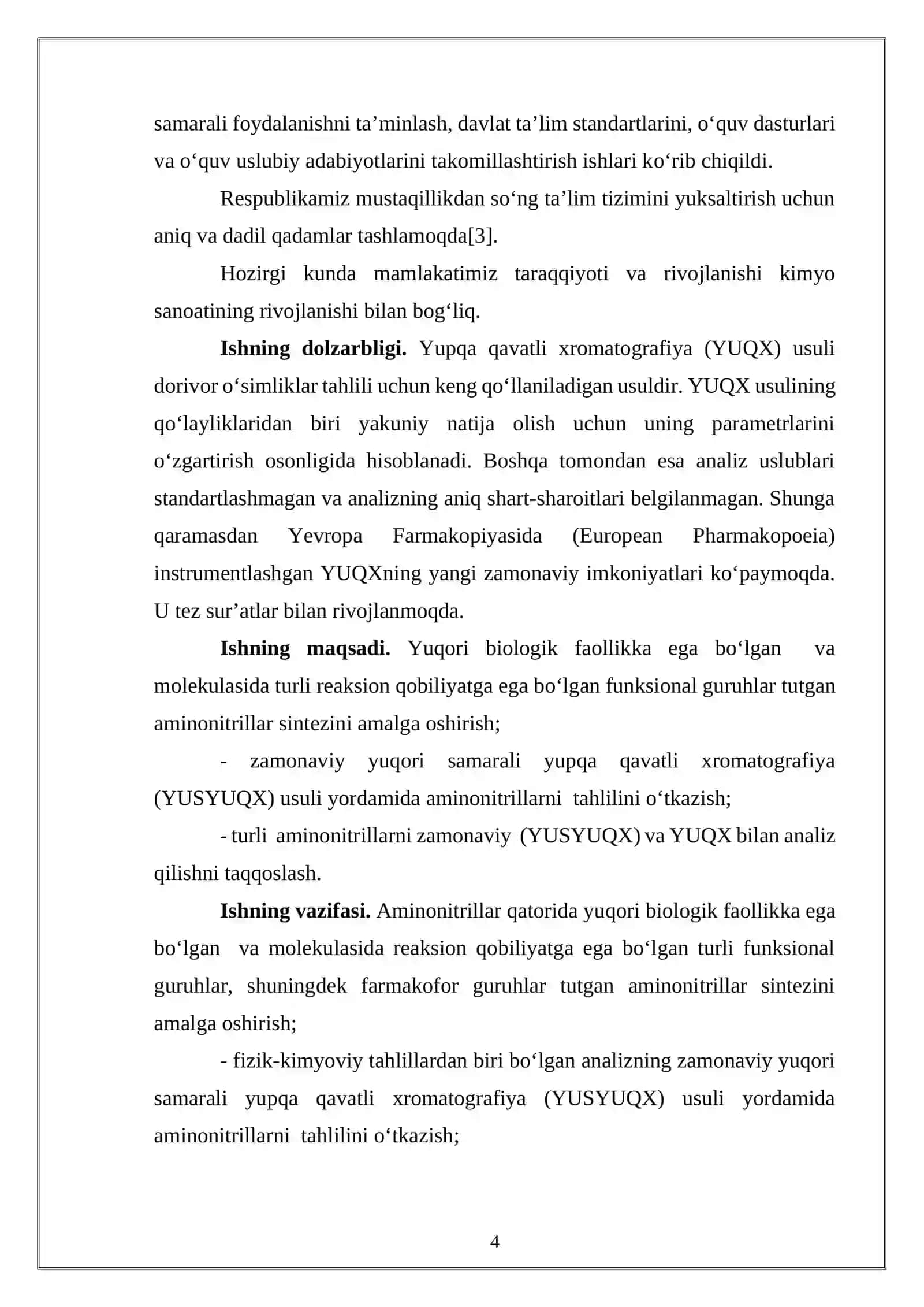 Ba’zi bir a-aminonitrillarni xromatografik tadqiq qilish 4