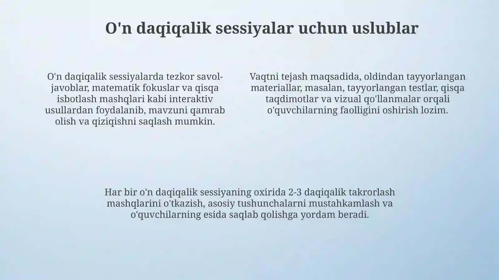 matematik to'garakda o'n minutliklar, konkurs va bellashuvlar o'tkazish metodikasi 4