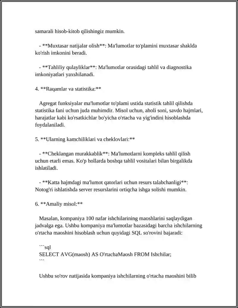 AGREGAT FUNKSIYALARDAN FOYDALANISH 4