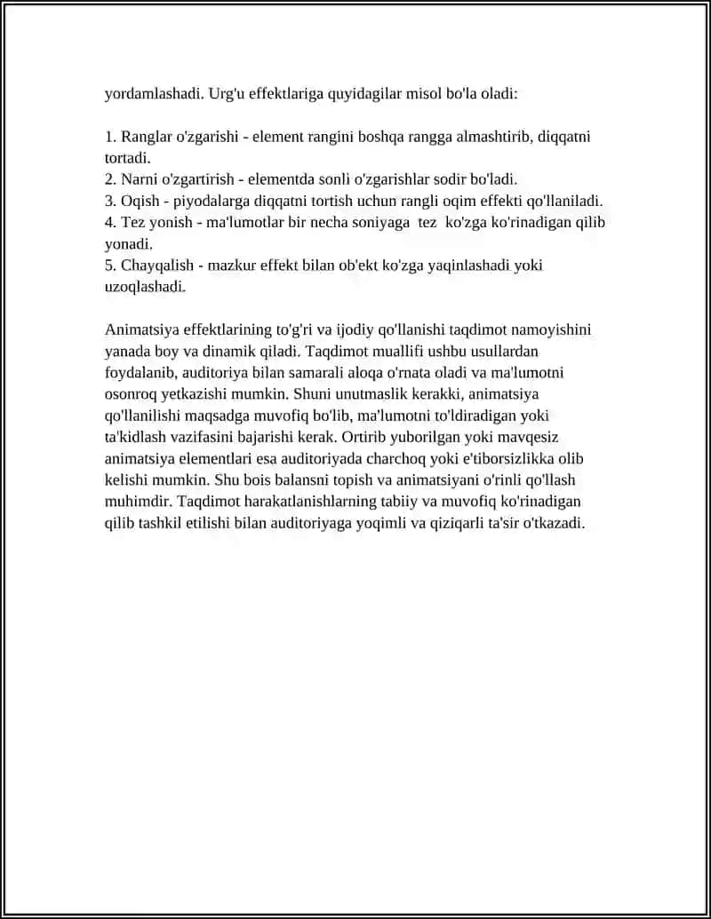 ANIMATSIYA EFFEKLARI.TAQDIMOT NAMOYISHINI BOSHQARISH 4