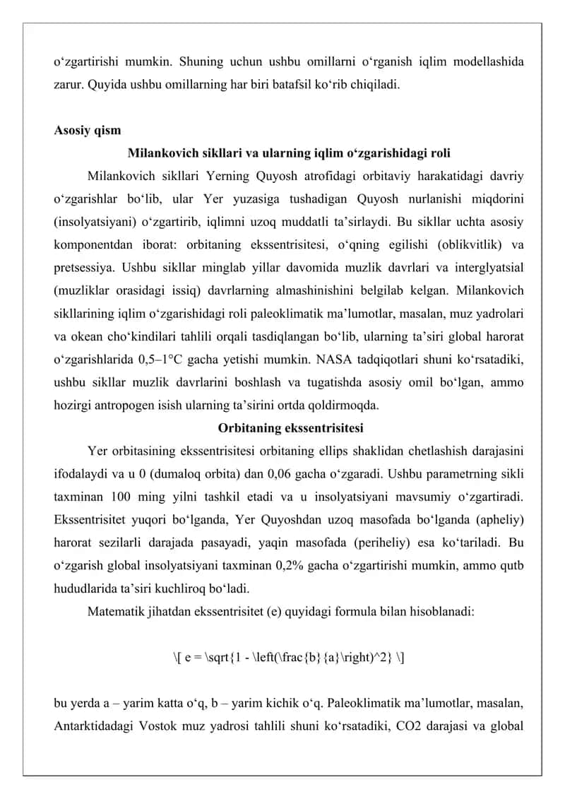 Iqlim o‘zgarishining astronomik omillari maqola 4