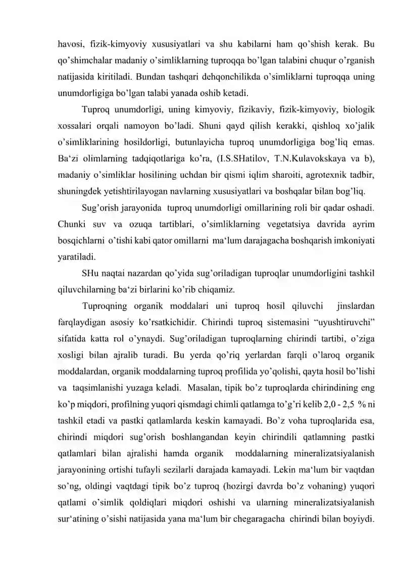 Tuproq unumdorligi va uni oshirish chora-tadbirlari 4
