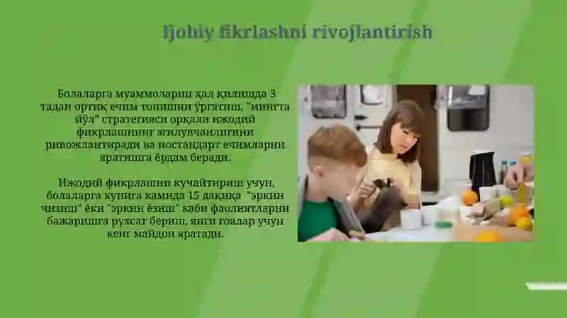 Oilada bolalarni mehnatsevarlik va estetik ruhda tarbiyalash yoʻllari 4