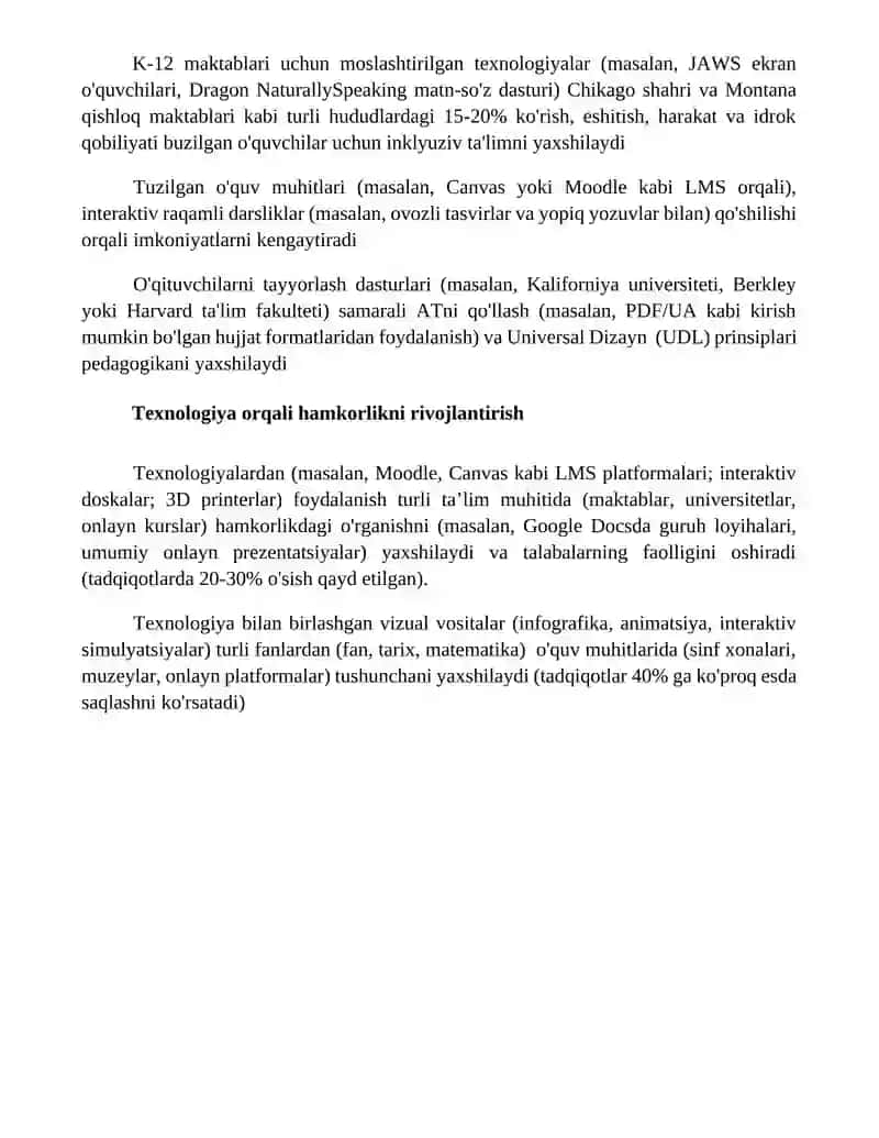 Samarali texnik vositalar (masalan, proyektorlar, interaktiv doskalar, 15 ta noutbuk) 4