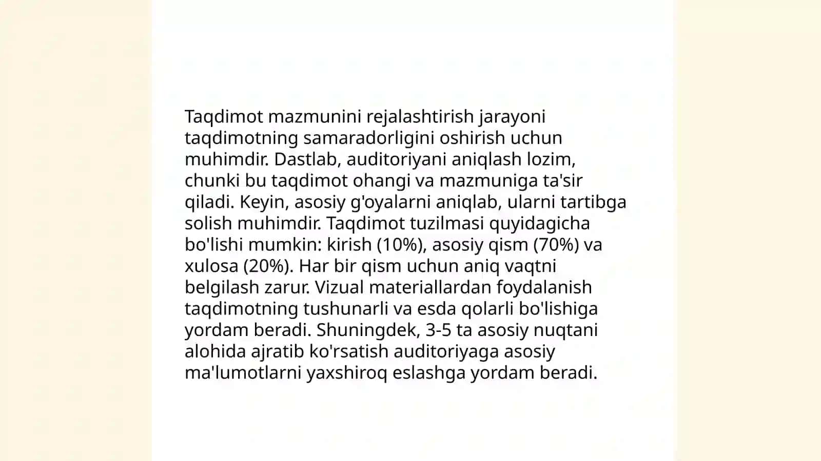 Taqdimot tayyorlashga qo‘yiladigan talablar va tibbiy ta’limda multimedialik taqdimotdan foydalanish 4