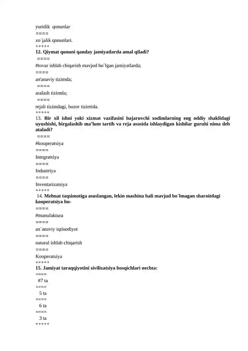 Iqtisodiyot nazariyasi fanidan test savollari 4