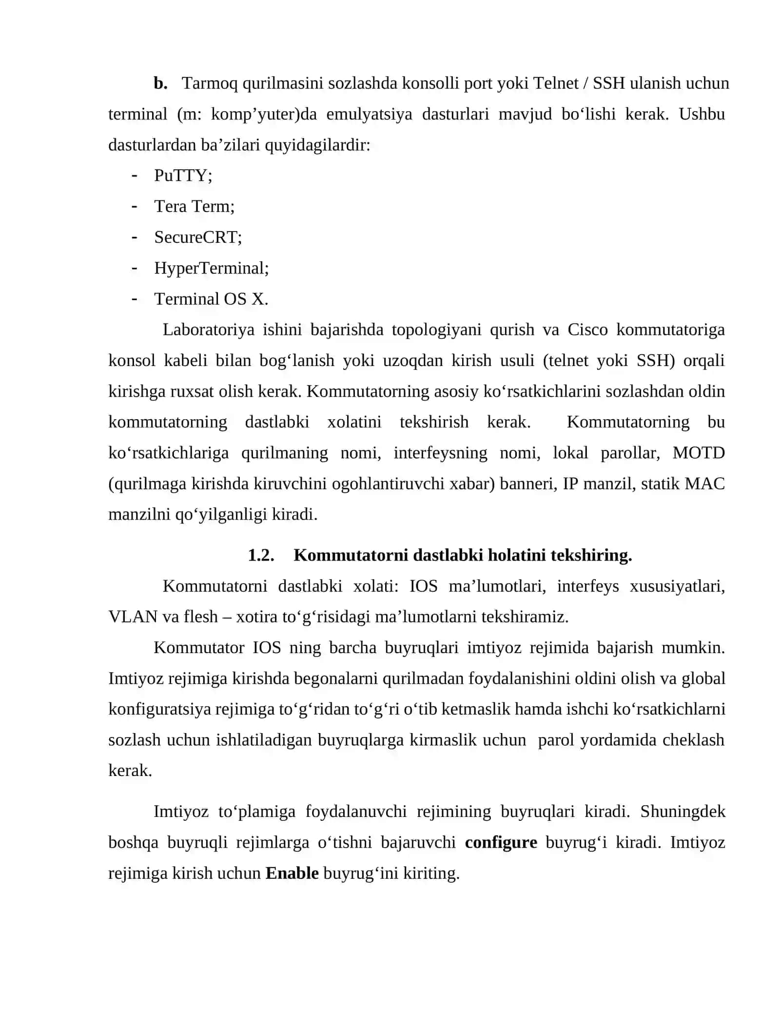 Tarmoq qurilmalarida dastlabki xavfsizlik sozlamalarini o’rnatish 4
