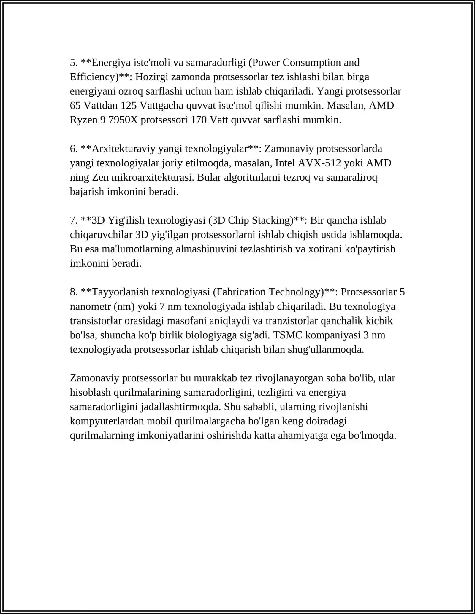 OʻRNATILGAN TIZIMLARDA QOʻLLANILADIGAN ZAMONAVIY PROSESSORLAR 4