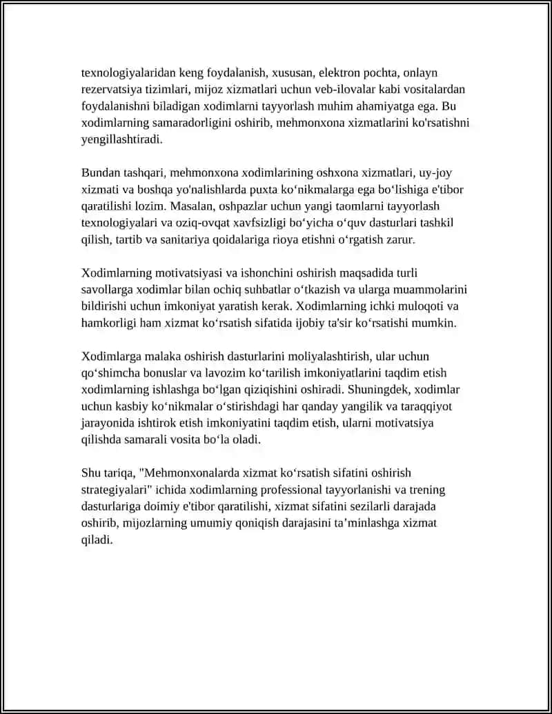 MEHMONXONALARDA XIZMAT KOʻRSATISH SIFATINI OSHIRISH STRATEGIYALARI 4