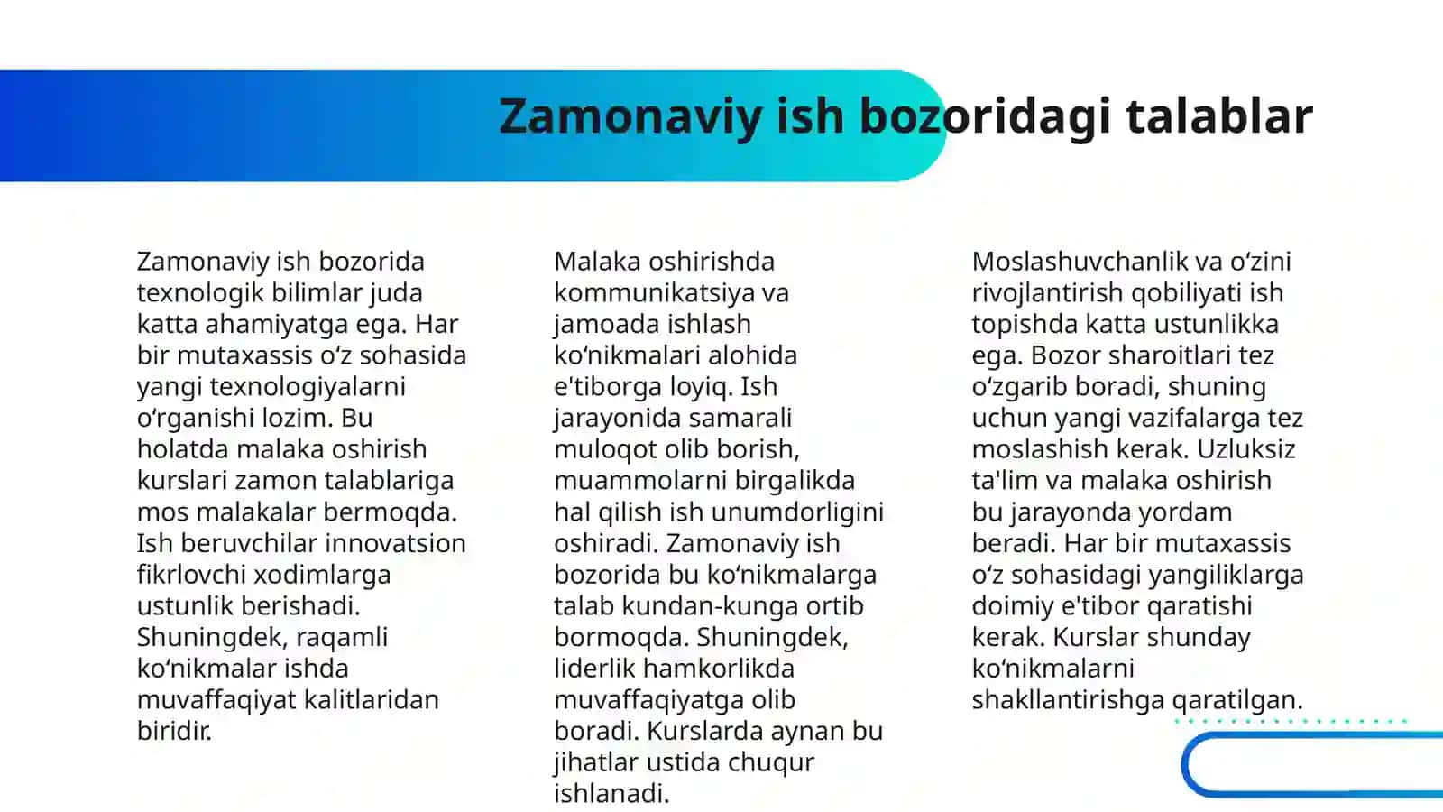MALAKA ISHIRISH KURSLARI HAQIDA 4