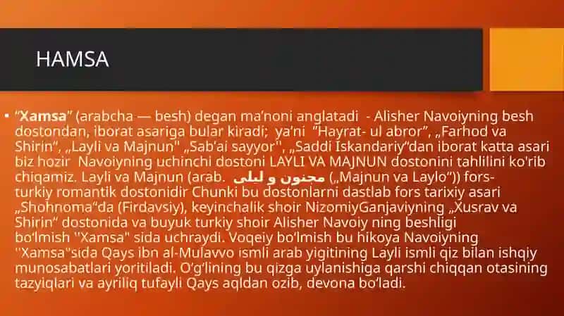 ALISHER NAVOIYNING ‘’HAMSA’’ ASARIDAGI ‘’LAYLI VA MAJNUN’’ DOSTONINING O’ZBEK TILIDAN INGLIZ TILIGA TARJIMA QILISH JARAYONIDA DUCH KELGAN ARXAIK LEKSEMALARNING ETIMOLOGIYASI VA LEKSIKOLOGIK TAHLILI 4