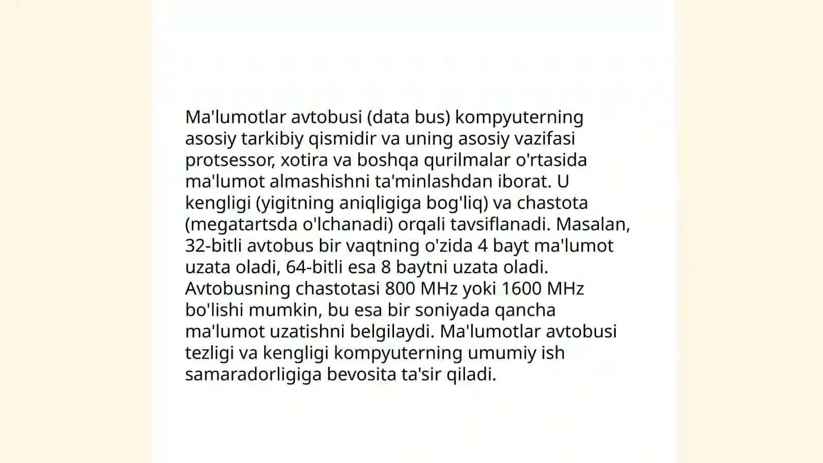 Ma'lumotlar avtobusi va uning turlari 4