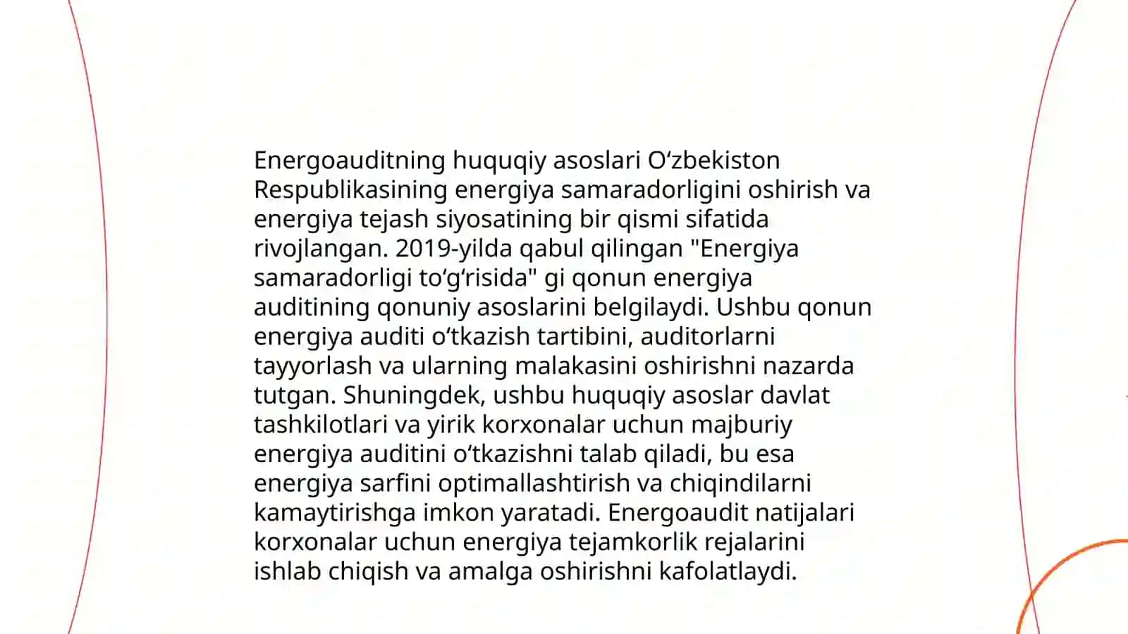 Energetika tekshiruvlari va energoaudit o‘tkazishni tashkil etish 4