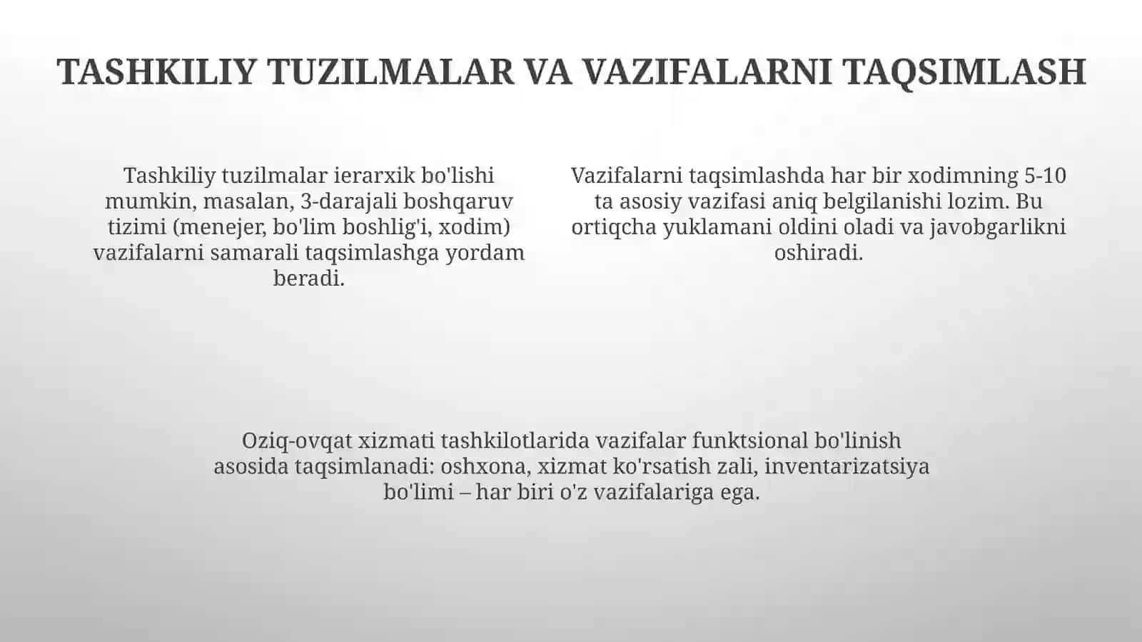 Oziq-ovqat va xizmatni tashkil etish 4