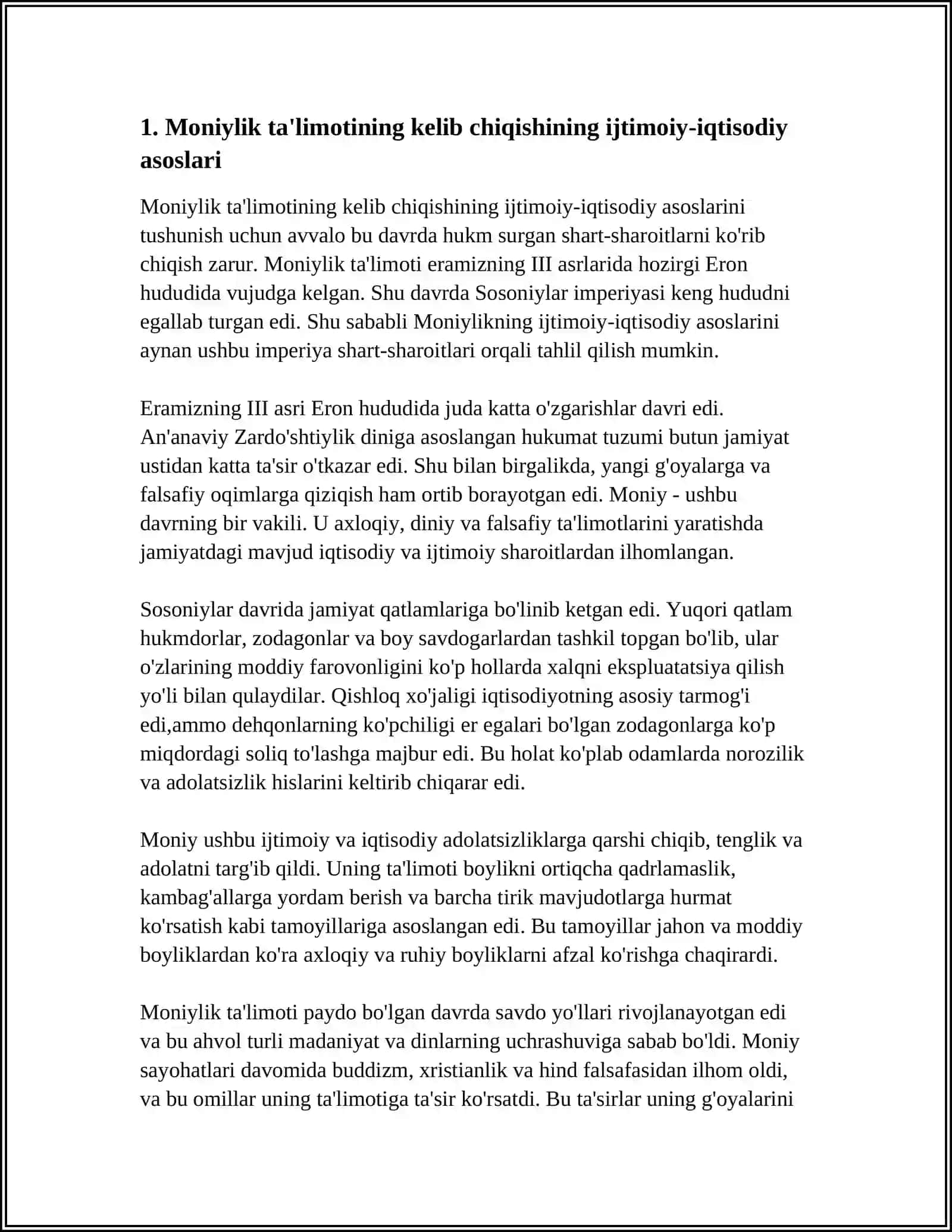 MONIYLIK TA'LIMOTINING VUJUDGA KELISHI VA TARIXIY SHART-SHAROIT 4