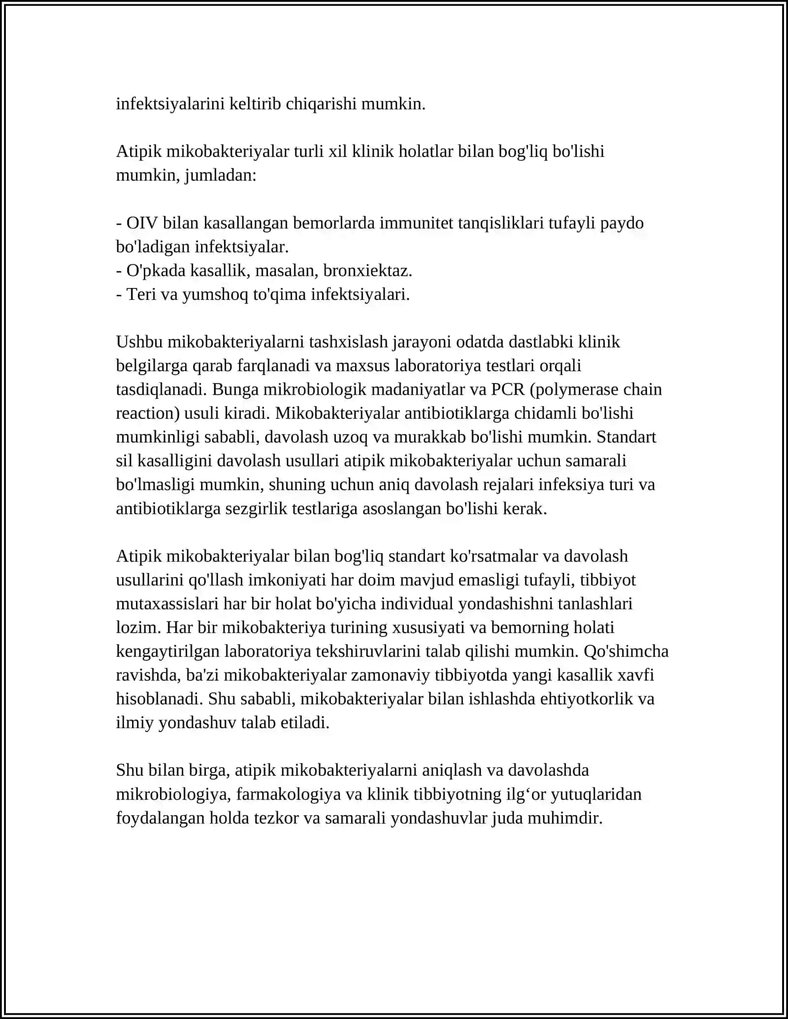 ATIPIK MIKOBAKTERIYALAR VA ULARNING AMALIYOTDAGI AHAMIYATI 4