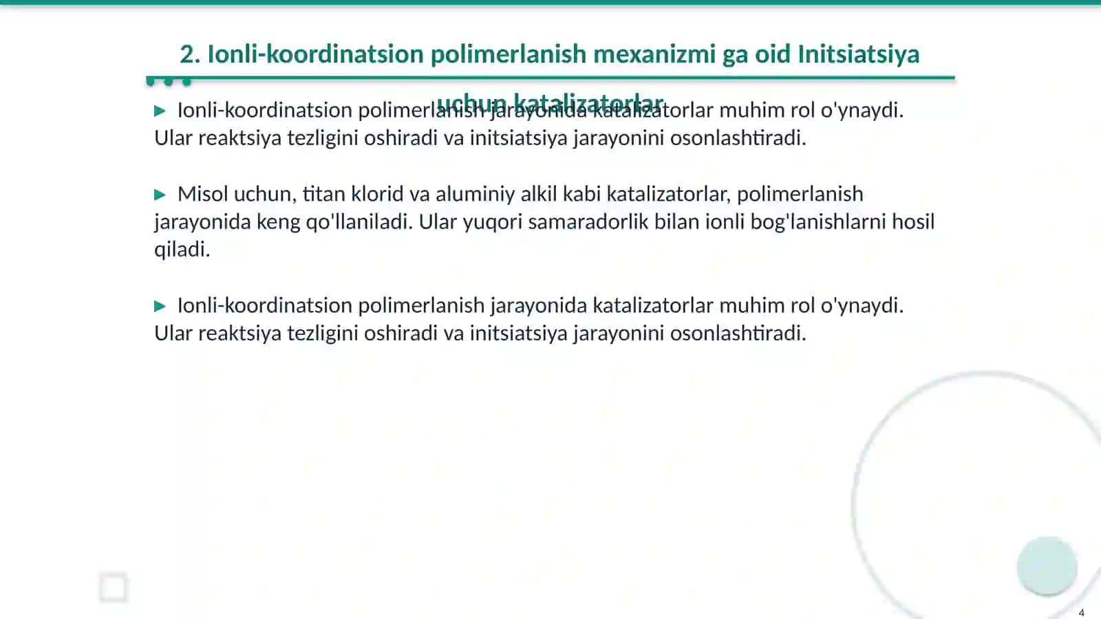 Ionli-koordinatsion polimerlanish mexanizmi 4