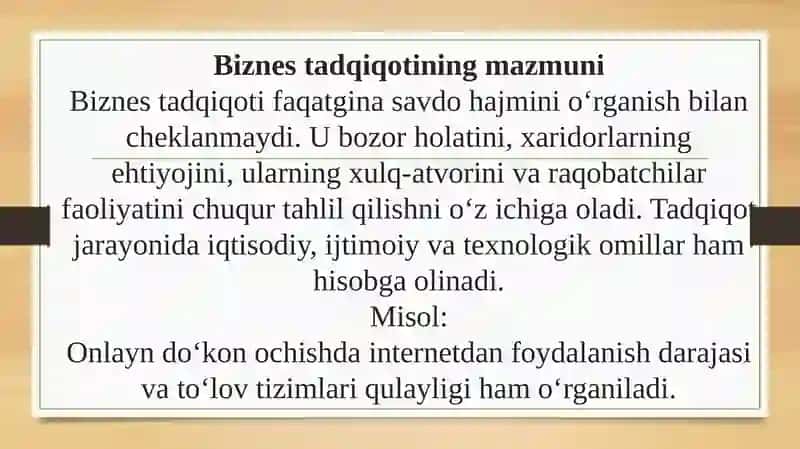 Biznesni tadqiqetishni tadqiqqilish 4